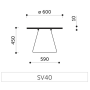 Konferenčný stolík SV 40, p. 60 cm, v. 45 cm, tvrdené mliečne sklo, kovová podnož chróm