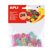 Gombíky drevené štvorcové s motívom mix farieb a veľkostí 35ks